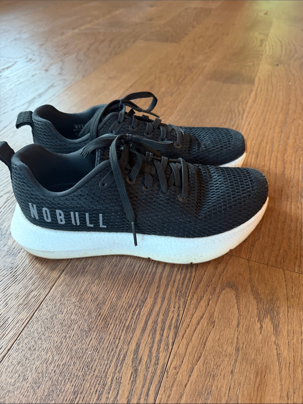 NOBULL women’s Black Knit Sneakers with White Sole - Picture 3 of 5